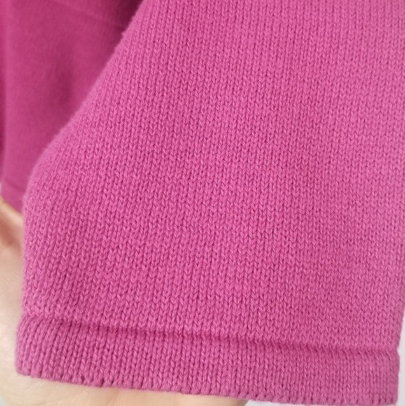 Crystal Kobe Full Zip Cardigan Sweater. Pink Color Block. Ribbed Collar. Size L. - Picture 4 of 8